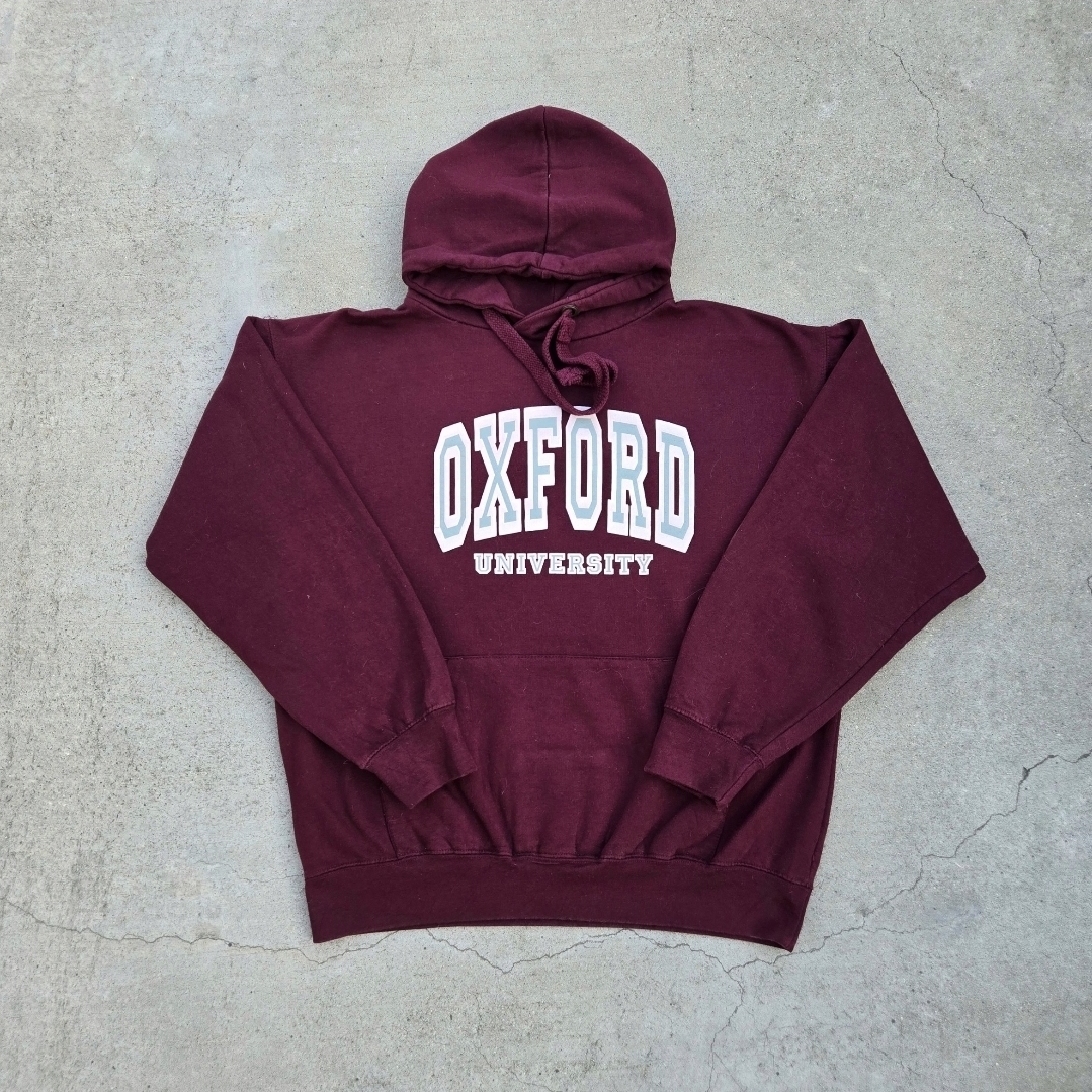 Oxford University Mens Size M Burgundy University Hoodie